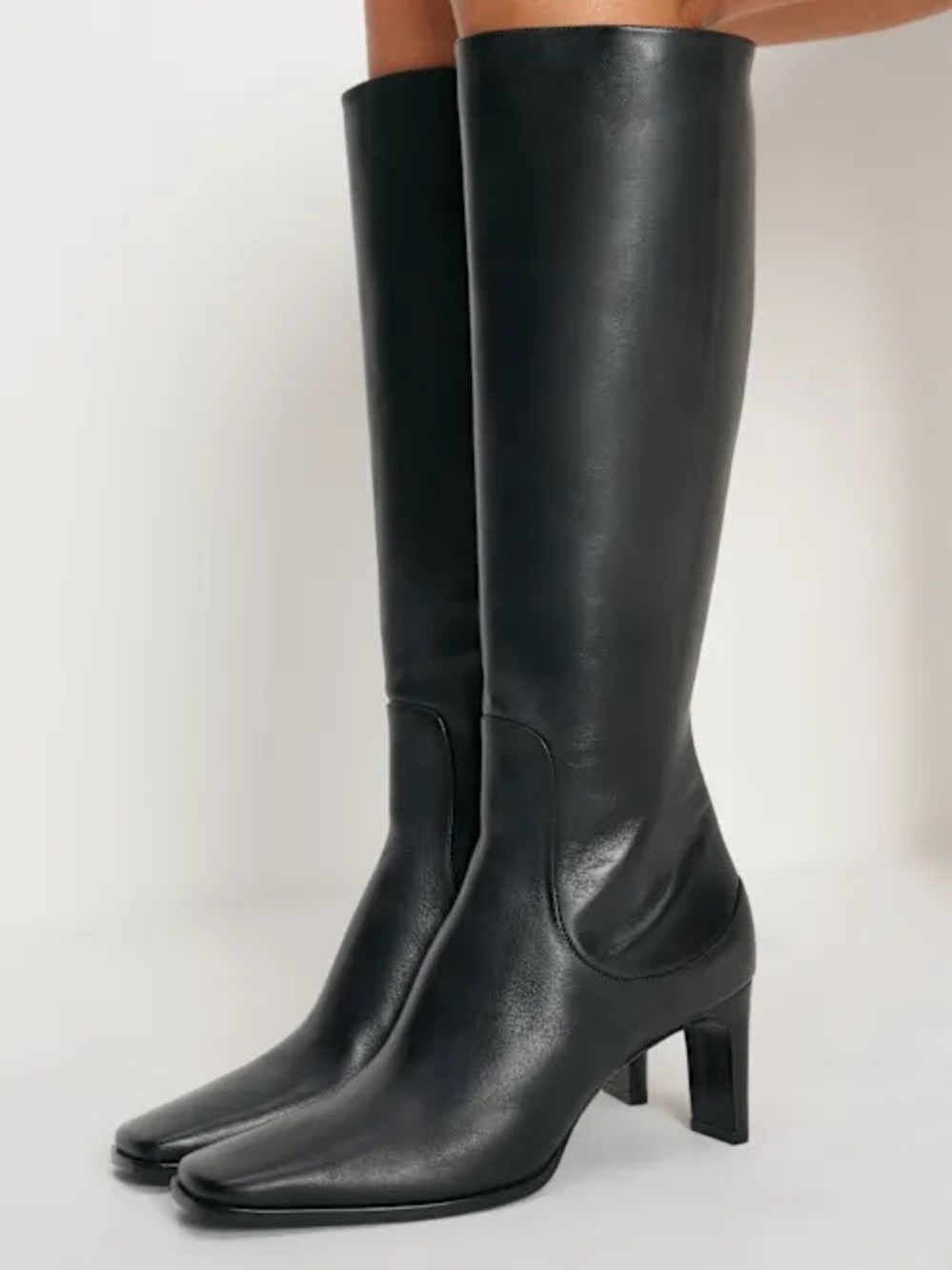 Reformation Black Knee-High Leather Boots